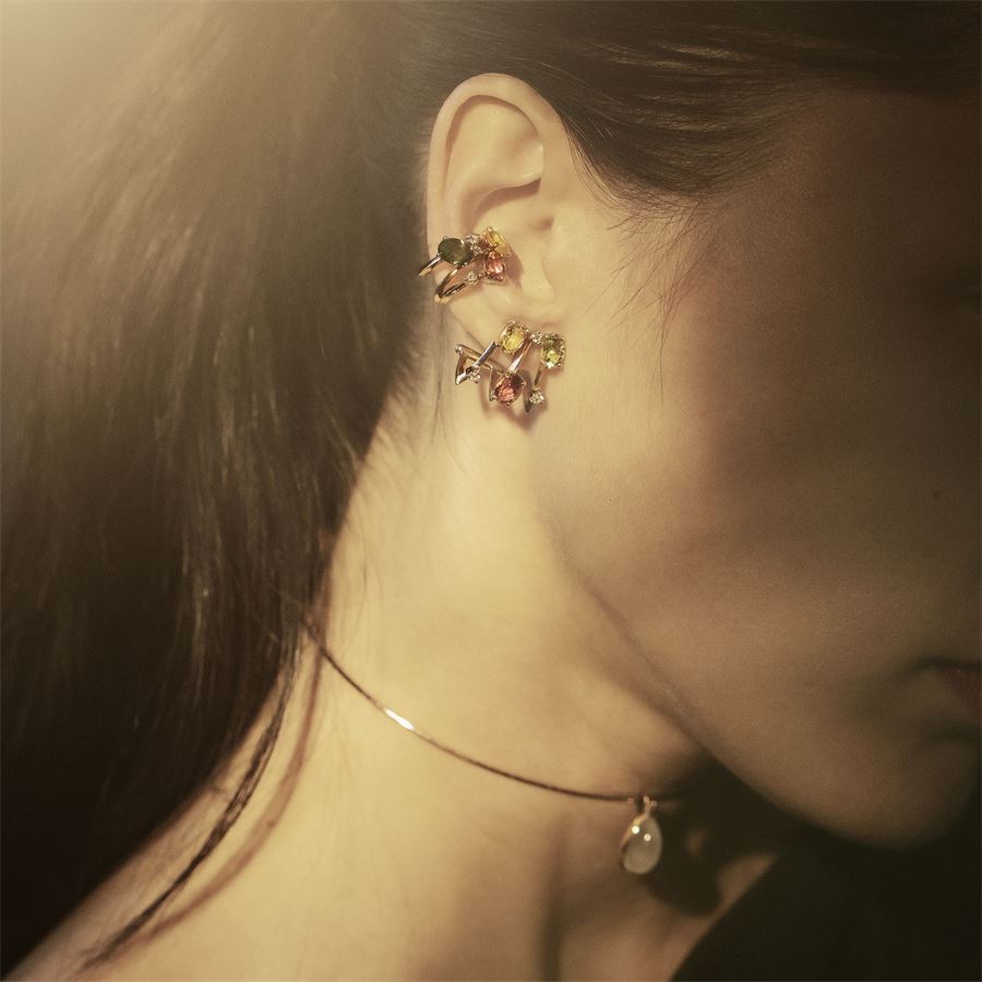 'Balance' 3 elements earrings with tourmalines BALANCE | OR3AU9R TORM CT 0,18
